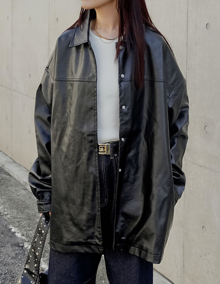 【アウターフェア！ポイント10%還元】【TIME SALE 10%OFF】ミドル丈フェイクレザージャケット ジャケット/アウター 人気レディースファッション通販 リエディ