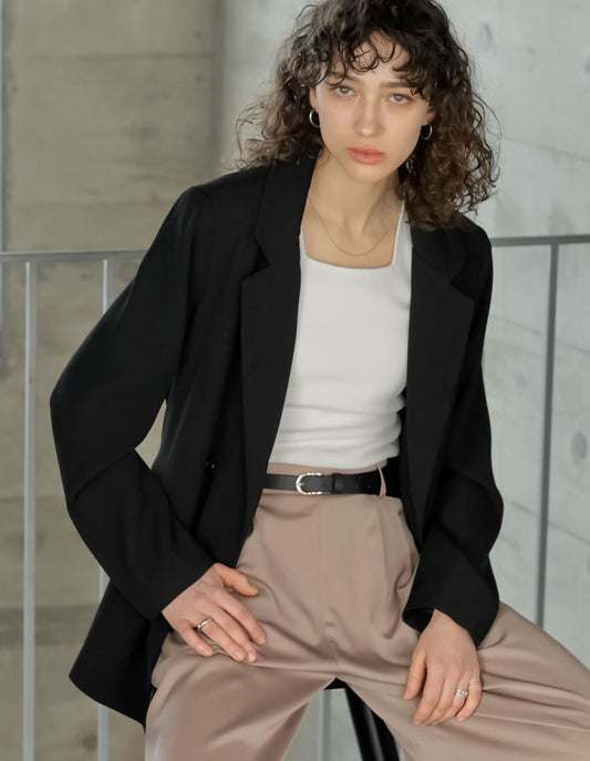 【TIME SALE 60%OFF】チェック柄or無地ダブルテーラードジャケット ジャケット/アウター 人気レディースファッション通販 リエディ