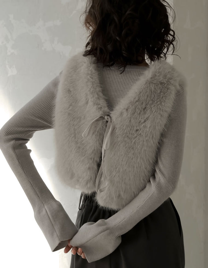 【TIME SALE 20%OFF】前後2WAYフェイクファーベスト ジャケット/アウター 人気レディースファッション通販 リエディ