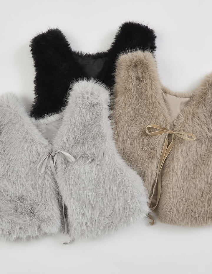 【TIME SALE 20%OFF】前後2WAYフェイクファーベスト ジャケット/アウター 人気レディースファッション通販 リエディ