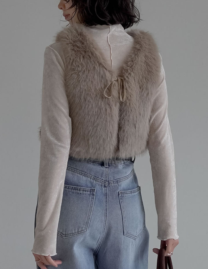 【TIME SALE 20%OFF】前後2WAYフェイクファーベスト ジャケット/アウター 人気レディースファッション通販 リエディ