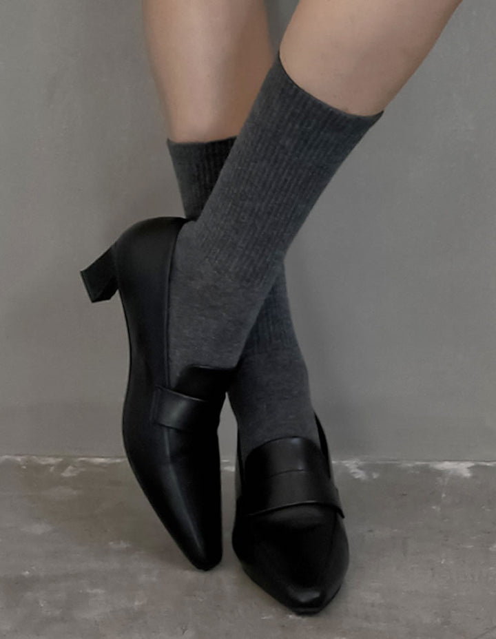 【TIME SALE 15%OFF】[大きいサイズ有]ポインテッドトゥヒールローファー シューズ 人気レディースファッション通販 リエディ