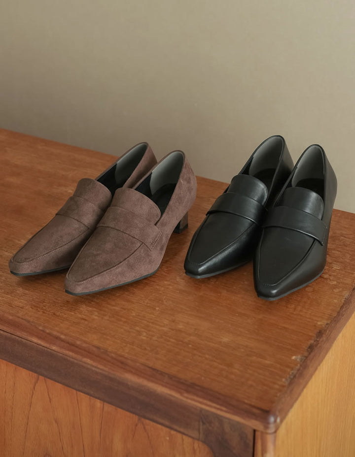 【TIME SALE 15%OFF】[大きいサイズ有]ポインテッドトゥヒールローファー シューズ 人気レディースファッション通販 リエディ