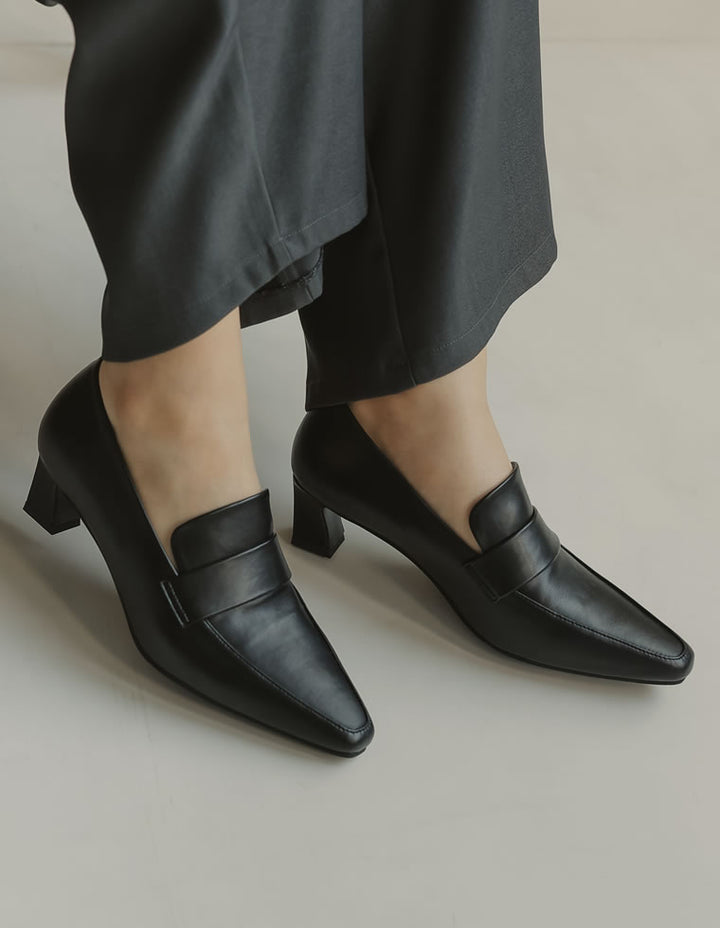 【TIME SALE 15%OFF】[大きいサイズ有]ポインテッドトゥヒールローファー シューズ 人気レディースファッション通販 リエディ