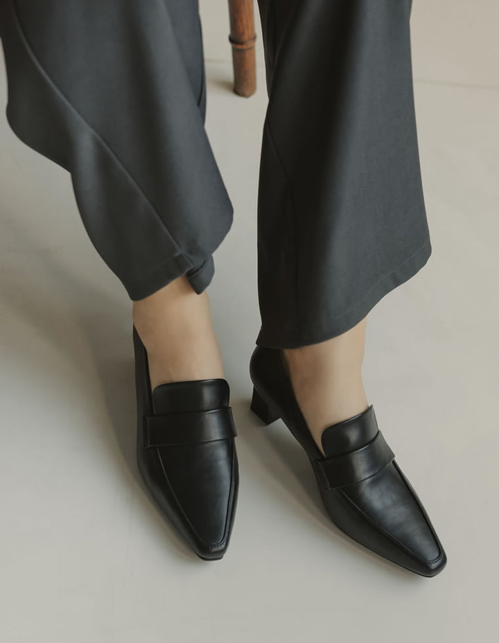 【TIME SALE 15%OFF】[大きいサイズ有]ポインテッドトゥヒールローファー シューズ 人気レディースファッション通販 リエディ