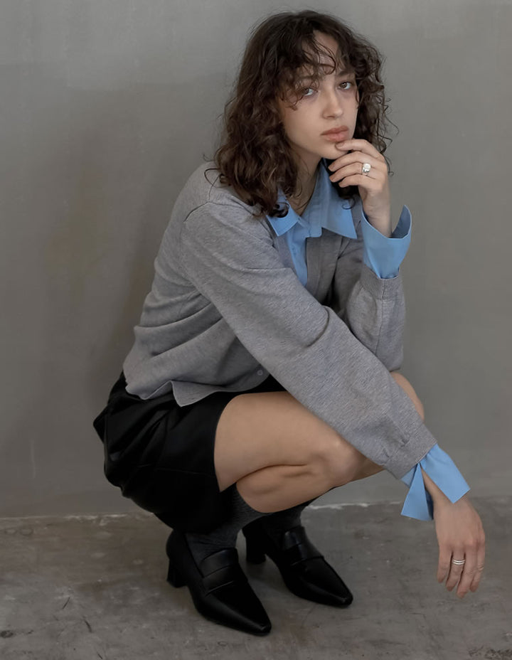 【TIME SALE 15%OFF】[大きいサイズ有]ポインテッドトゥヒールローファー シューズ 人気レディースファッション通販 リエディ