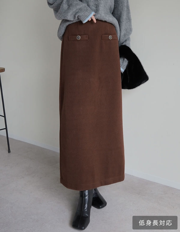 【TIME SALE 20%OFF】[低身長サイズ有]無地orチェック柄起毛ナロースカート