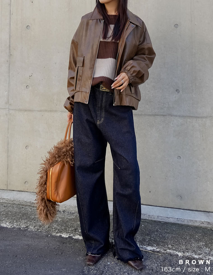 【TIME SALE 15%OFF】[2025AW COLLECTION][低身長サイズ有]フェイクレザージップブルゾン ジャケット/アウター 人気レディースファッション通販 リエディ