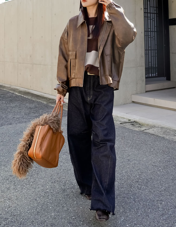 【TIME SALE 15%OFF】[2025AW COLLECTION][低身長サイズ有]フェイクレザージップブルゾン ジャケット/アウター 人気レディースファッション通販 リエディ