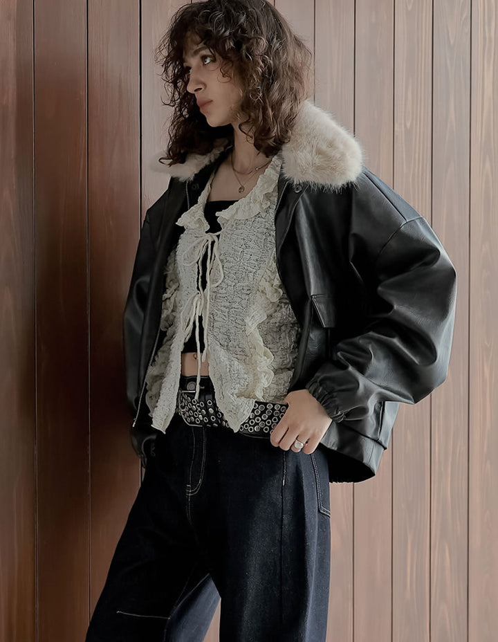 [2025AW COLLECTION][低身長サイズ有]フェイクレザージップブルゾン ジャケット/アウター 人気レディースファッション通販 リエディ