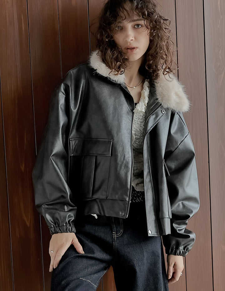 [2025AW COLLECTION][低身長サイズ有]フェイクレザージップブルゾン ジャケット/アウター 人気レディースファッション通販 リエディ