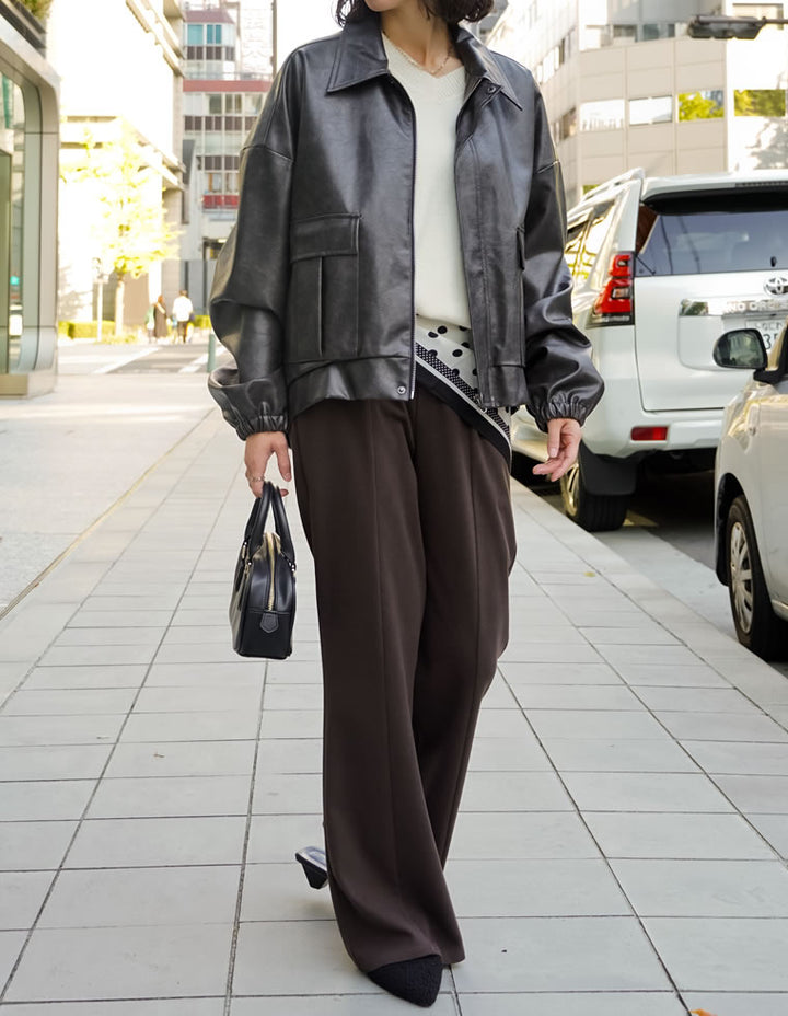 【TIME SALE 15%OFF】[2025AW COLLECTION][低身長サイズ有]フェイクレザージップブルゾン ジャケット/アウター 人気レディースファッション通販 リエディ