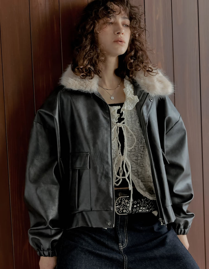[2025AW COLLECTION][低身長サイズ有]フェイクレザージップブルゾン ジャケット/アウター 人気レディースファッション通販 リエディ