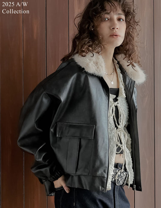 [2025AW COLLECTION][低身長サイズ有]フェイクレザージップブルゾン ジャケット/アウター 人気レディースファッション通販 リエディ