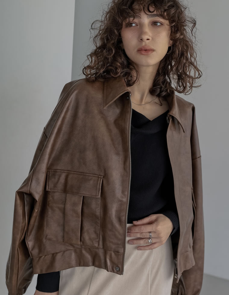 フェイクレザージップブルゾン - ジャケット/アウター通販 | 人気