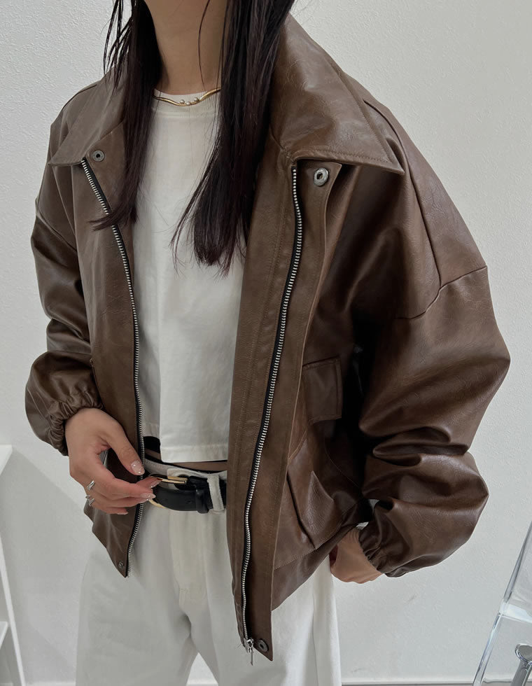 フェイクレザージップブルゾン - ジャケット/アウター通販 | 人気
