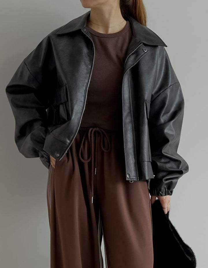 【TIME SALE 15%OFF】[2025AW COLLECTION][低身長サイズ有]フェイクレザージップブルゾン ジャケット/アウター 人気レディースファッション通販 リエディ