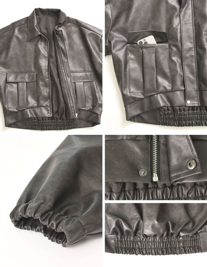 【TIME SALE 15%OFF】[2025AW COLLECTION][低身長サイズ有]フェイクレザージップブルゾン ジャケット/アウター 人気レディースファッション通販 リエディ