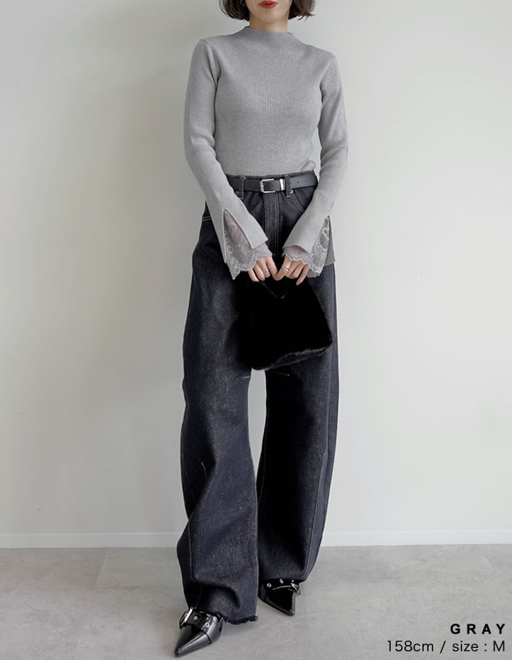 袖レースレイヤードフレアスリーブニットトップス トップス 人気レディースファッション通販 リエディ