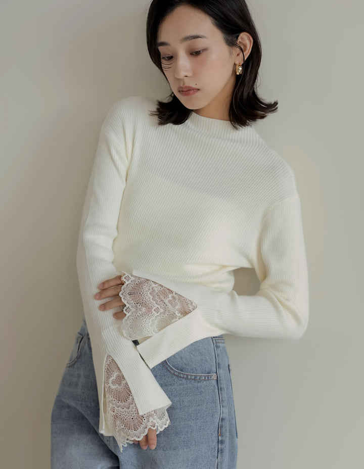 袖レースレイヤードフレアスリーブニットトップス トップス 人気レディースファッション通販 リエディ