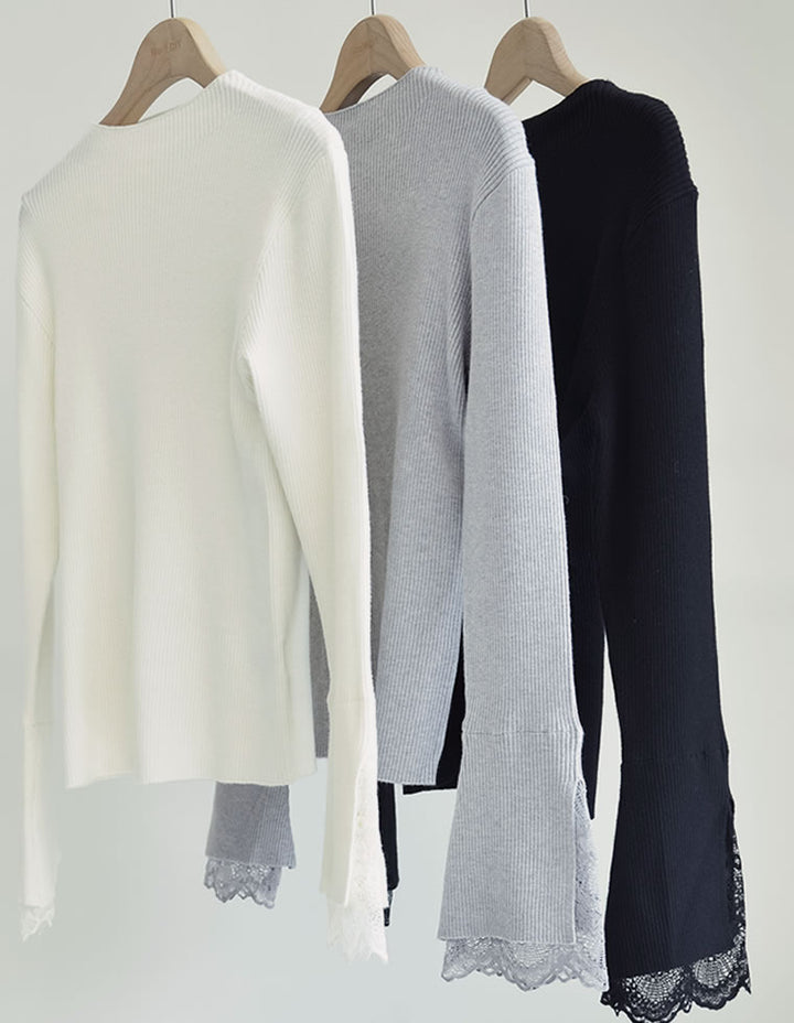 袖レースレイヤードフレアスリーブニットトップス トップス 人気レディースファッション通販 リエディ