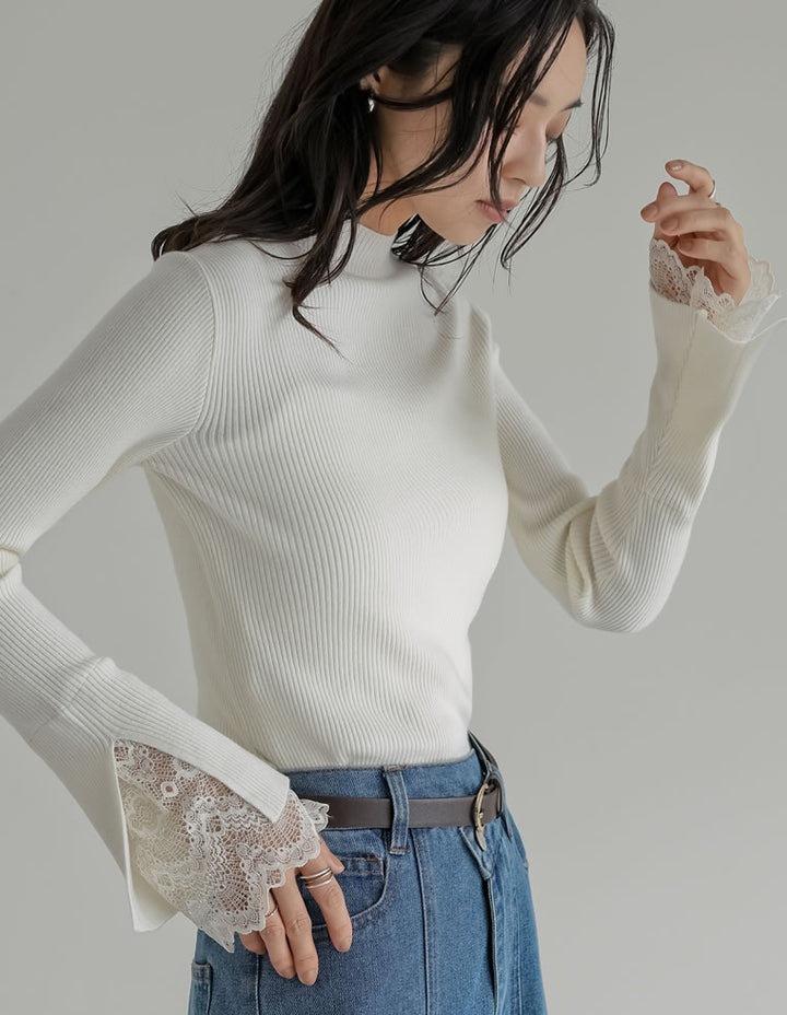 袖レースレイヤードフレアスリーブニットトップス トップス 人気レディースファッション通販 リエディ