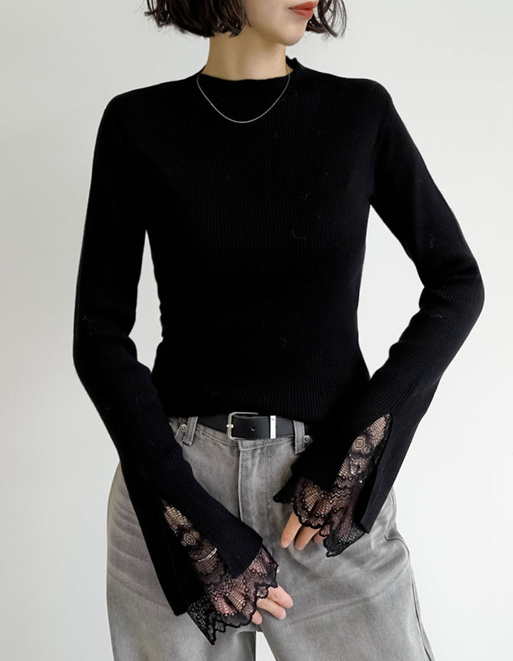 袖レースレイヤードフレアスリーブニットトップス トップス 人気レディースファッション通販 リエディ