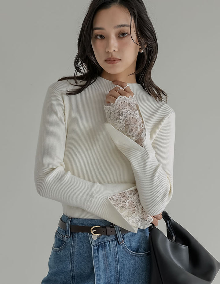 袖レースレイヤードフレアスリーブニットトップス トップス 人気レディースファッション通販 リエディ