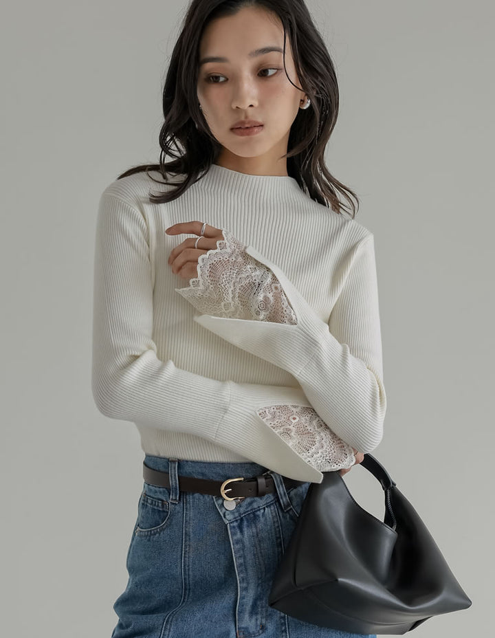 袖レースレイヤードフレアスリーブニットトップス トップス 人気レディースファッション通販 リエディ