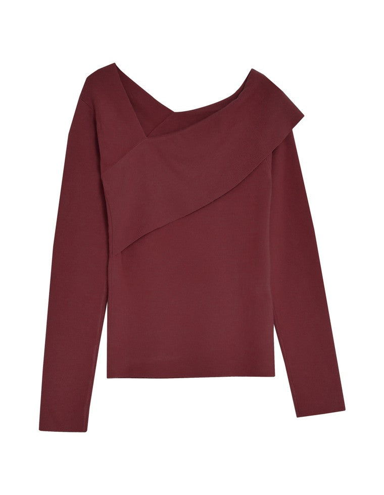 アシンメトリーネックニットトップス - トップス通販 | 人気レディース