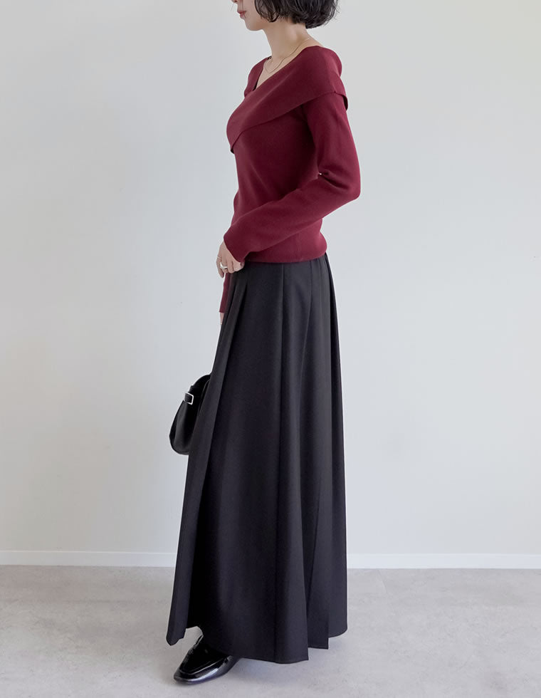 アシンメトリーネックニットトップス - トップス通販 | 人気