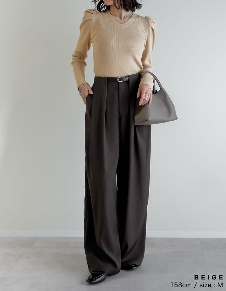 Vネックパフスリーブニットトップス - トップス通販 | 人気 Vネックパフスリーブニットトップス - トップス通販 | 人気