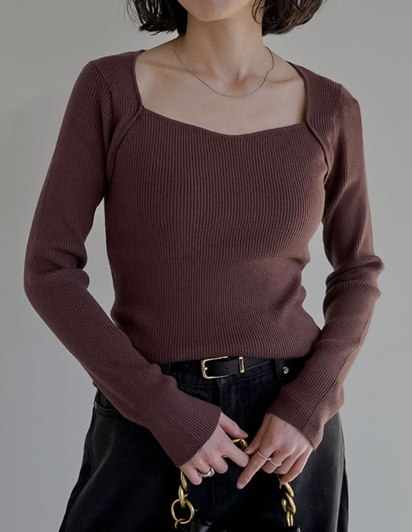 【TIME SALE 15%OFF】ハートネックニットトップス