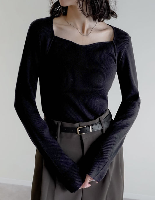 【TIME SALE 35%OFF】ハートネックニットトップス