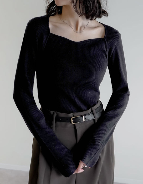 【TIME SALE 20%OFF】ハートネックニットトップス