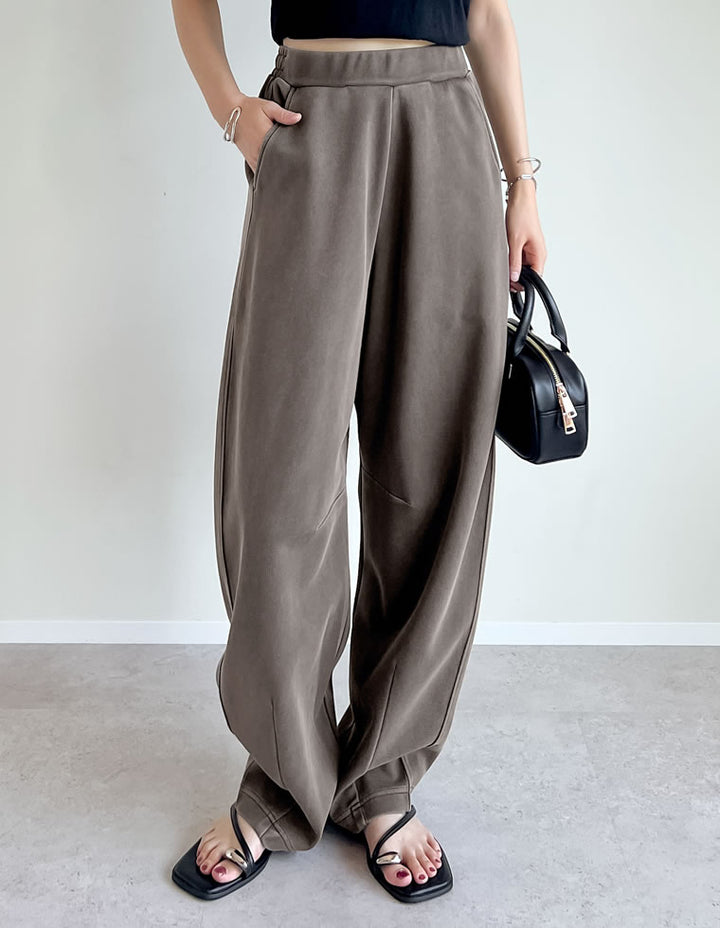 【TIME SALE 10%OFF ¥4,998⇒¥4,498】[夏でも涼しく体型カバー][低身長/高身長/大きいサイズ有][イージーケア]スムースダンボールバレルレッグパンツ パンツ 人気レディースファッション通販 リエディ