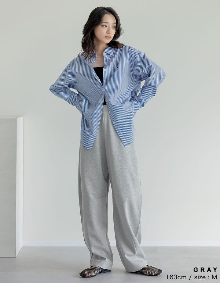 【TIME SALE 10%OFF ¥4,998⇒¥4,498】[夏でも涼しく体型カバー][低身長/高身長/大きいサイズ有][イージーケア]スムースダンボールバレルレッグパンツ パンツ 人気レディースファッション通販 リエディ
