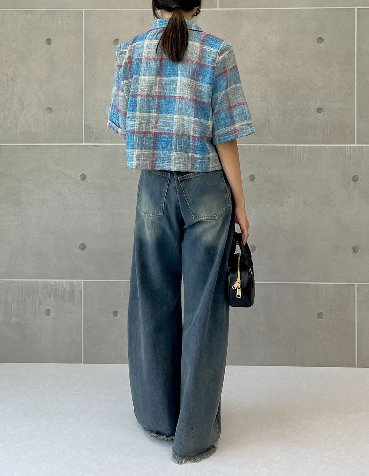 チェック柄半袖ジャケット - ジャケット/アウター通販 | 人気