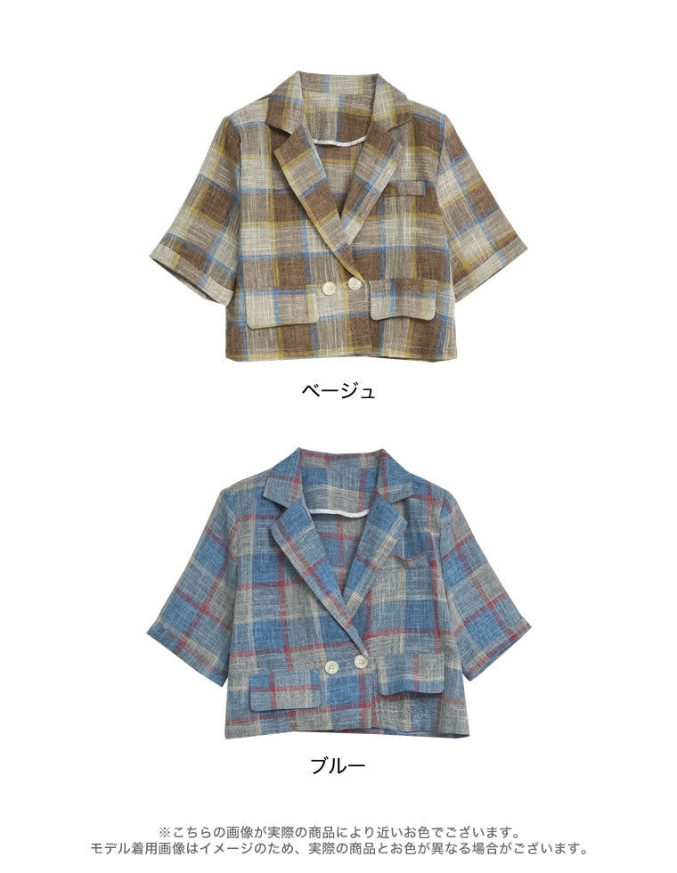 SONIA RYKIEL チェック柄 テーラードジャケット 半袖 SONIA RYKIEL チェック柄 テーラードジャケット 半袖