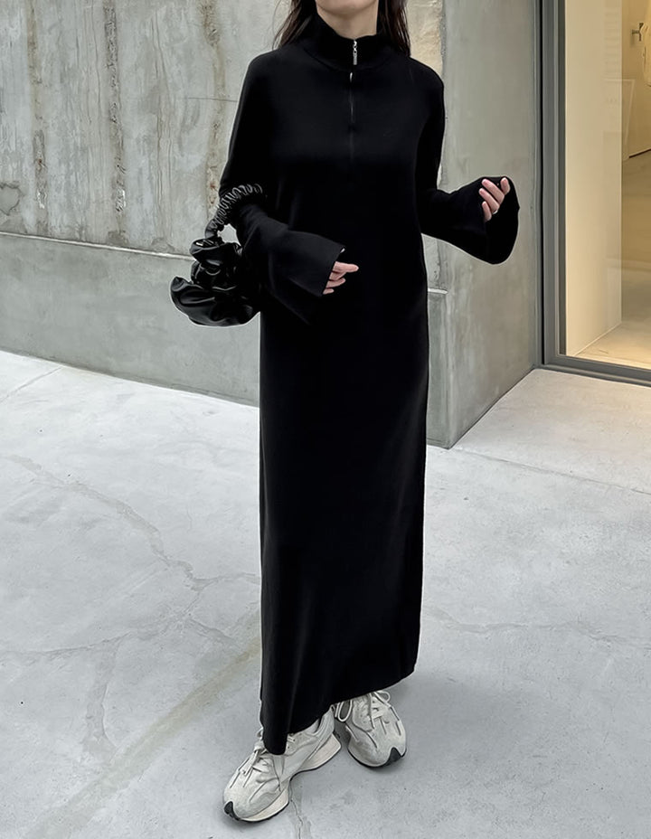 【TIME SALE 20%OFF】[低身長サイズ有]ミラノリブハーフジップニットワンピース ワンピース 人気レディースファッション通販 リエディ