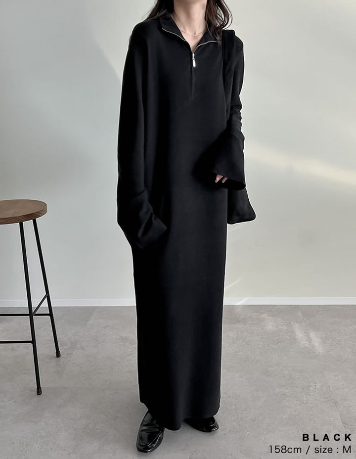 【TIME SALE 20%OFF】[低身長サイズ有]ミラノリブハーフジップニットワンピース ワンピース 人気レディースファッション通販 リエディ