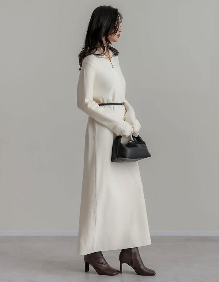 【TIME SALE 20%OFF】[低身長サイズ有]ミラノリブハーフジップニットワンピース ワンピース 人気レディースファッション通販 リエディ