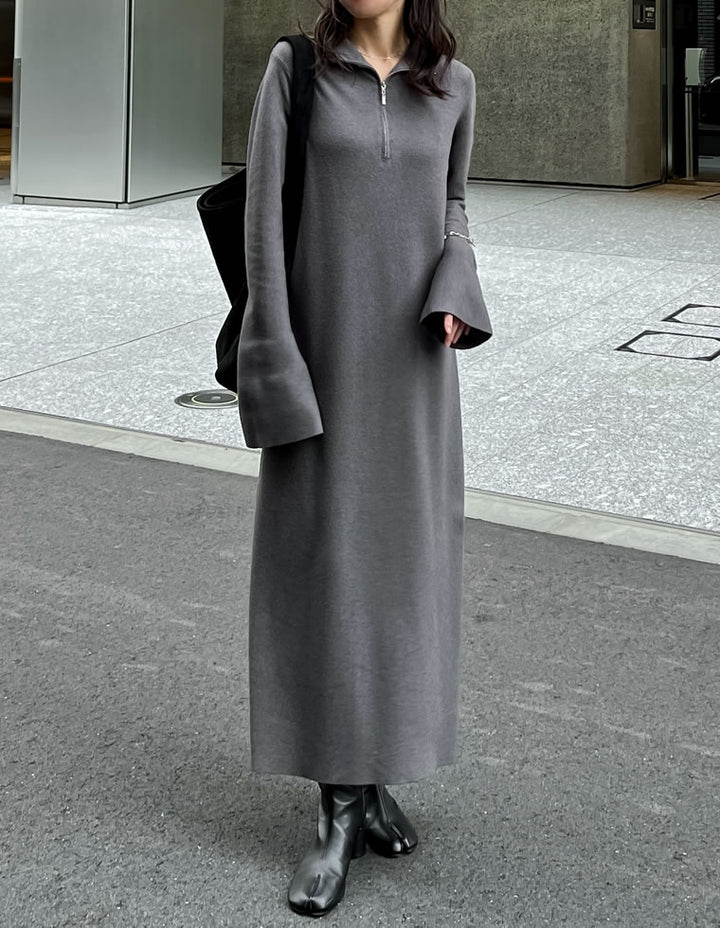 【TIME SALE 20%OFF】[低身長サイズ有]ミラノリブハーフジップニットワンピース ワンピース 人気レディースファッション通販 リエディ