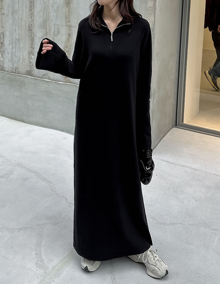 【TIME SALE 20%OFF】[低身長サイズ有]ミラノリブハーフジップニットワンピース ワンピース 人気レディースファッション通販 リエディ