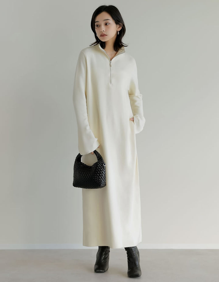 【TIME SALE 20%OFF】[低身長サイズ有]ミラノリブハーフジップニットワンピース ワンピース 人気レディースファッション通販 リエディ