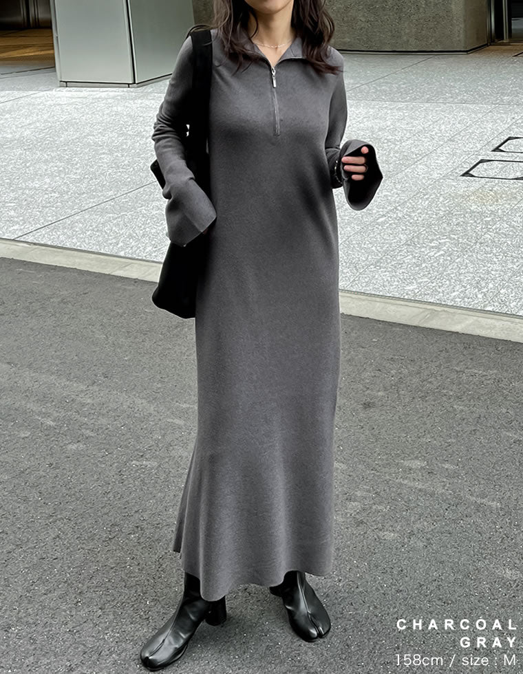 ミラノリブハーフジップニットワンピース - ワンピース通販 | 人気
