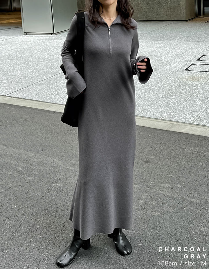 【TIME SALE 20%OFF】[低身長サイズ有]ミラノリブハーフジップニットワンピース ワンピース 人気レディースファッション通販 リエディ