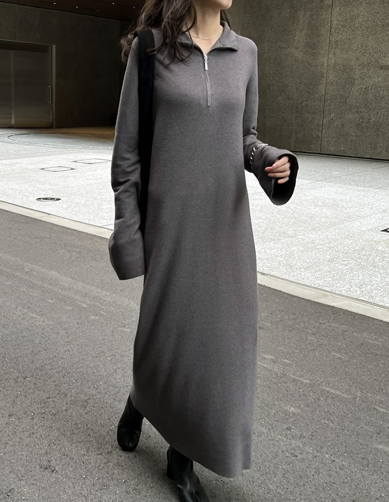 ミラノリブハーフジップニットワンピース - ワンピース通販 | 人気