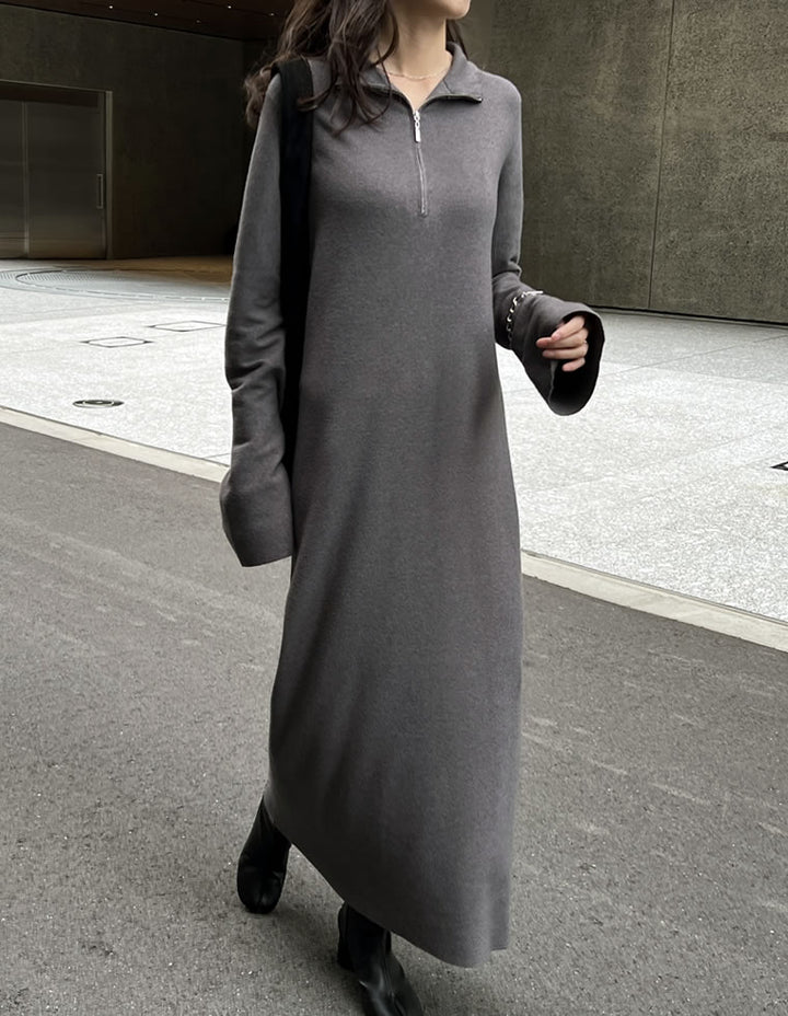 【TIME SALE 20%OFF】[低身長サイズ有]ミラノリブハーフジップニットワンピース ワンピース 人気レディースファッション通販 リエディ