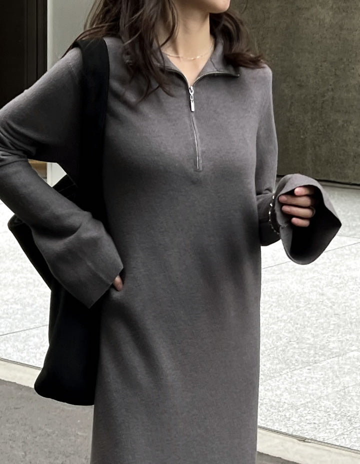 【TIME SALE 20%OFF】[低身長サイズ有]ミラノリブハーフジップニットワンピース ワンピース 人気レディースファッション通販 リエディ